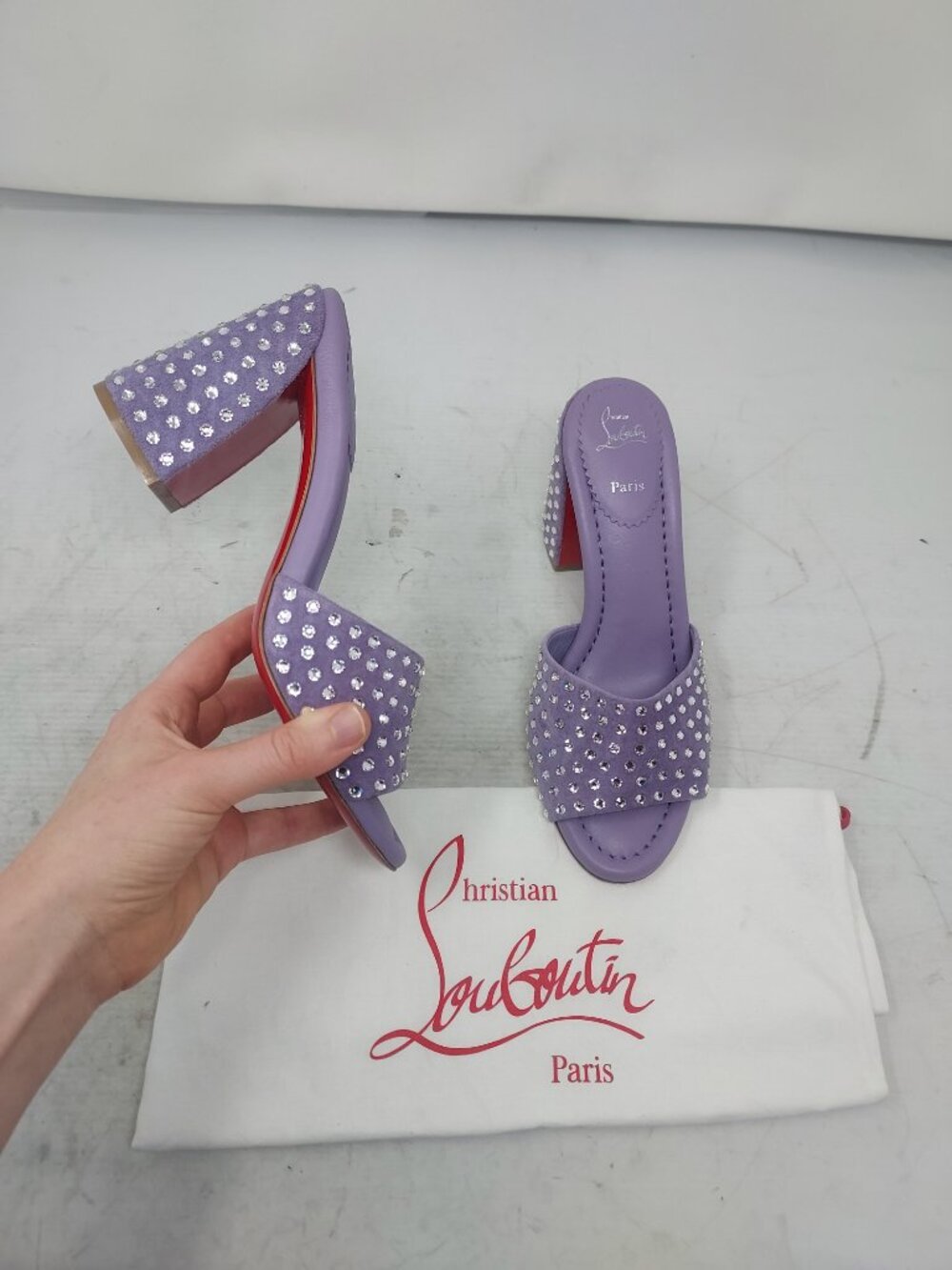 Christian Louboutin Purple Jane Strass Crystal Sandal - Picture 1 of 13